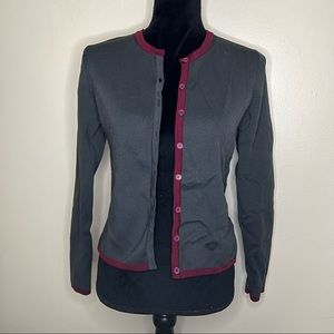 Large Anthropologie Grey and Pink/Red Cardigan
